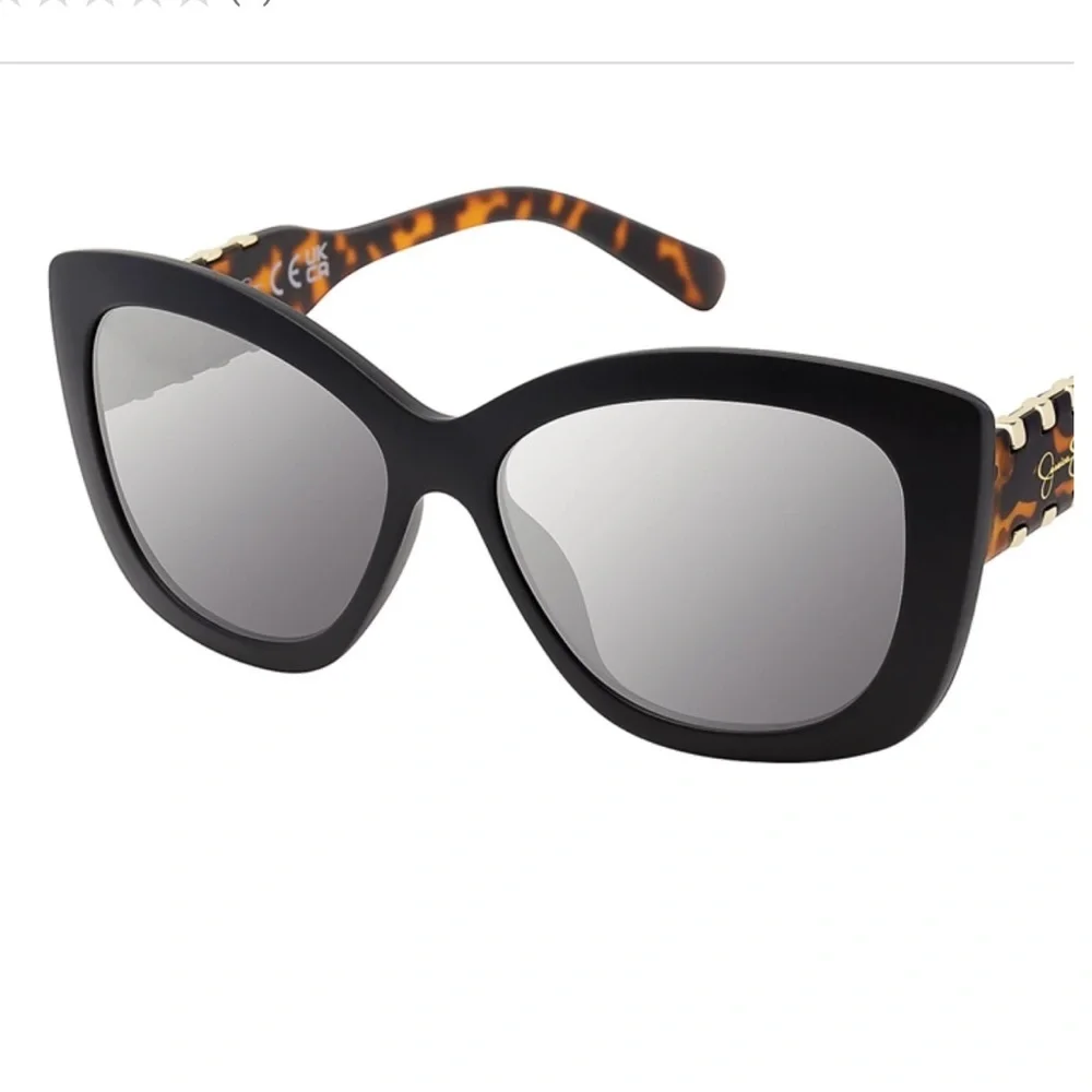 Jessica Simpson j6343 black tortoiseshell whipstitch‎ arms cateye Sunglasses new